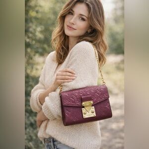 Auth. Louis Vuitton Empriente Saint Germain Pochette in Burgundy